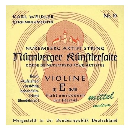 Nürberger Künstler string for violin E Steel. Hartal wound 4/4