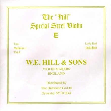 Hill Special E violin string, medium, loop end