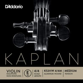   D'Addario Kaplan Solutions fém hegedű húr E, gombos, medium, stranded steel, aluminum