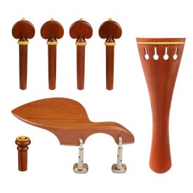   Acurameister Set 7 pcs. violin, Satin-boxwood, In-Sight Endpin,  pin and collar boxwood + Guarneri chin rest