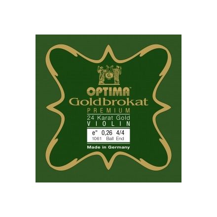 Optima Goldbokat Premium 24K Gold fém hegedűhúr E  0,26 közepes,  4/4, hurkos