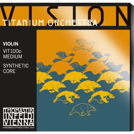 Thomastik Vision Titanium Orchestra szintetikus hegedűhúr E Stainless steel wire, titanium desiGn™ Removable titanal ball end